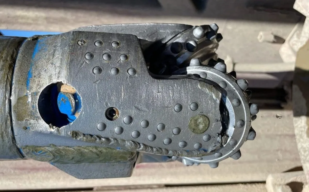 Inspection of a used hole opener after rock drilling